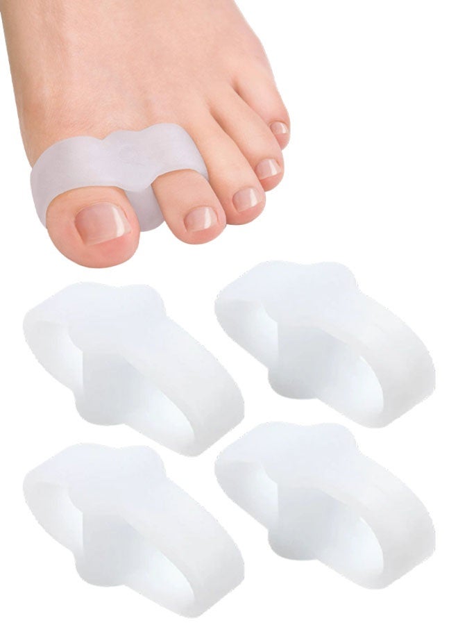 4 قطع من مصحح إبهام القدم، فواصل أصابع القدم بحلقتين، أصابع متداخلة، يقلل من آلام القدم، مساحة إصبع القدم الكبير مناسبة لإبهام القدم المتضخم وأصابع القدم المتداخلة - Image 1