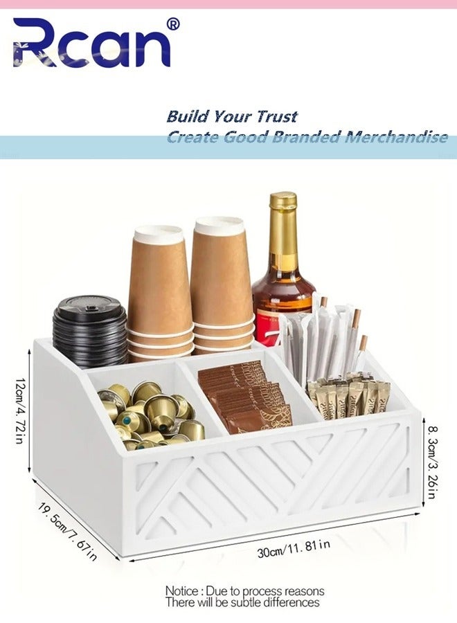 Rcan Coffee Station Organizer for Counter, Wood Coffee Pods Holder Storage Basket, Coffee and Tea Condiment Storage Organizer - Image 4