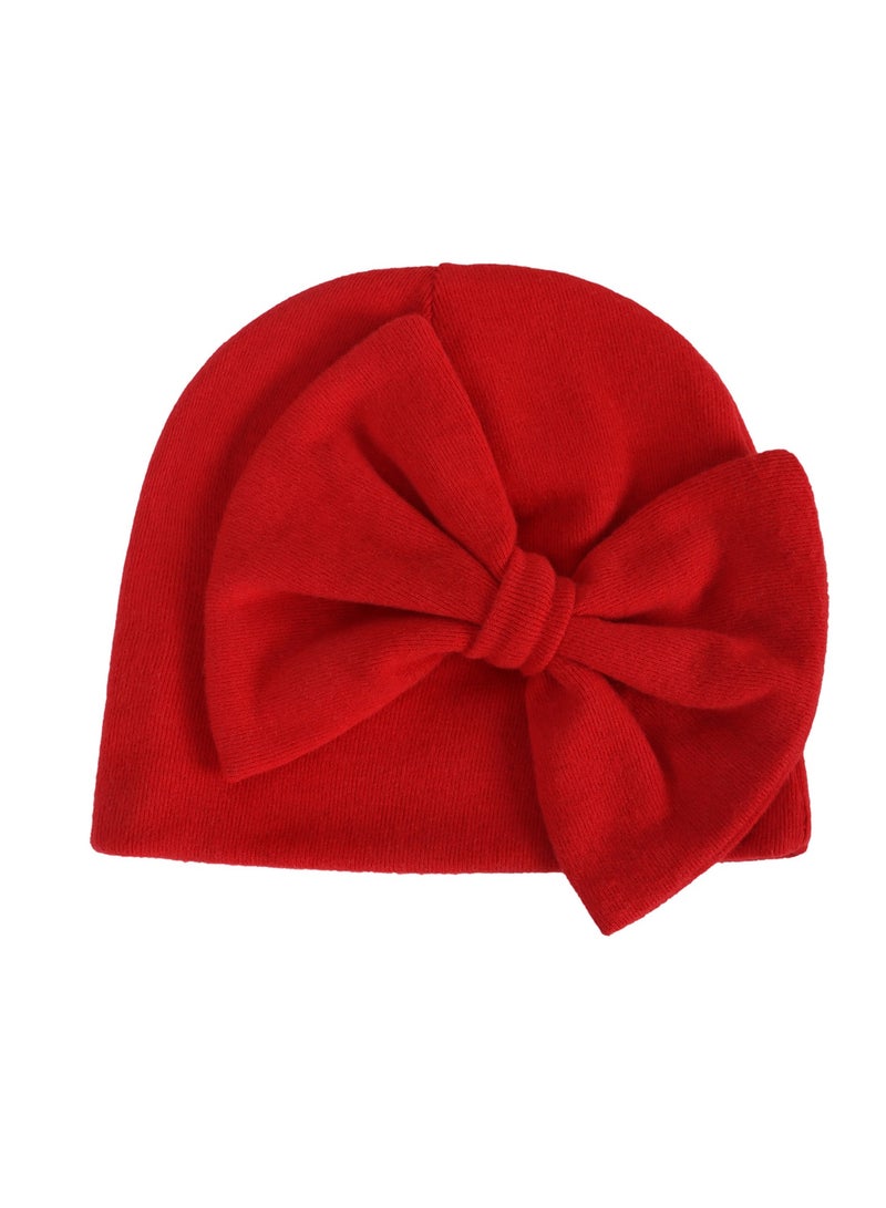 Newborn Bowtie Pullover Hat Red  - Image 2