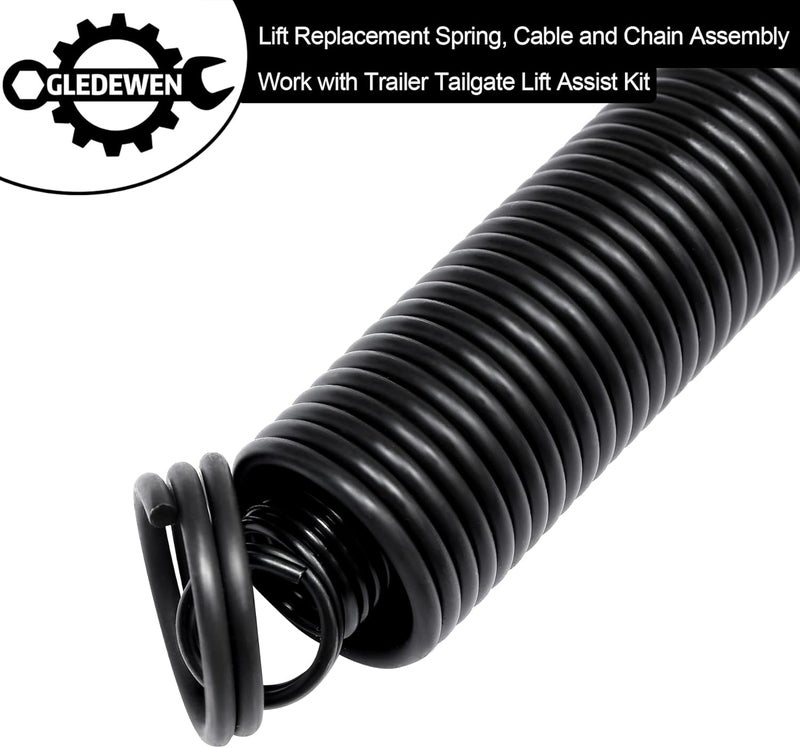 Gledewen Trailer Tailgate Lift Assist Replacement Spring Kit (2PCS) - Compatible with Trailer Ramp Spring, Cable and Chain Assembly - Image 2