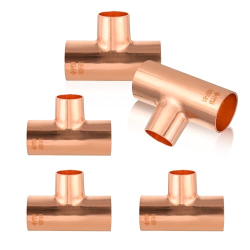 HeSun 5Pack HeSun Copper Fittings 1X1X34 Copper Tee C x C x C with Sweat Solder ConnectionCOPPER013 - Image 1