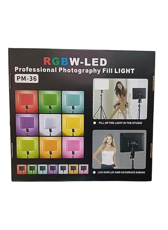 RGBW-LED PM-36 Professional Photography Fill Light with RGB LED Projector, Remote, Touch Option, Power Adapter, Bluetooth Connectivity - Image 2
