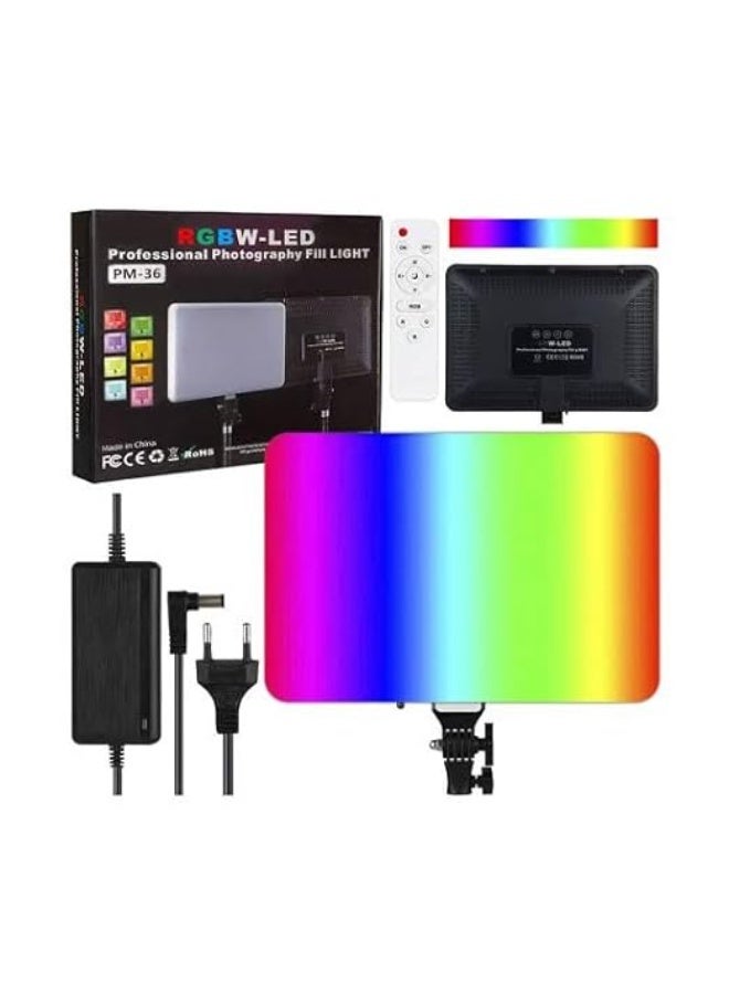 RGBW-LED PM-36 Professional Photography Fill Light with RGB LED Projector, Remote, Touch Option, Power Adapter, Bluetooth Connectivity - Image 1