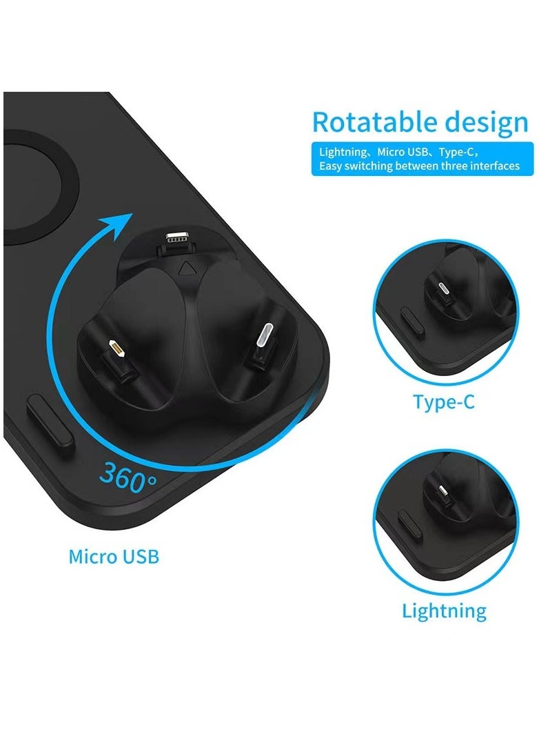 Rock Pow Wireless Charger, 6 in 1 Wireless Fast Charging Station for Apple Watch/AirPods Pro/iPhone 13/12/11/11pro/11pro Max/X/XS/XR Samsung S20/S10, Charging Dock Station for Other Qi Phones  - Image 2