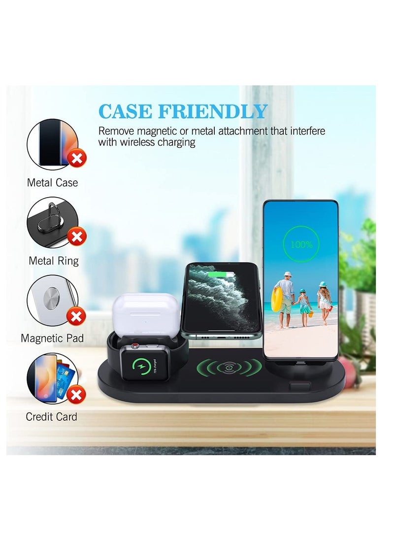 Rock Pow Wireless Charger, 6 in 1 Wireless Fast Charging Station for Apple Watch/AirPods Pro/iPhone 13/12/11/11pro/11pro Max/X/XS/XR Samsung S20/S10, Charging Dock Station for Other Qi Phones  - Image 5