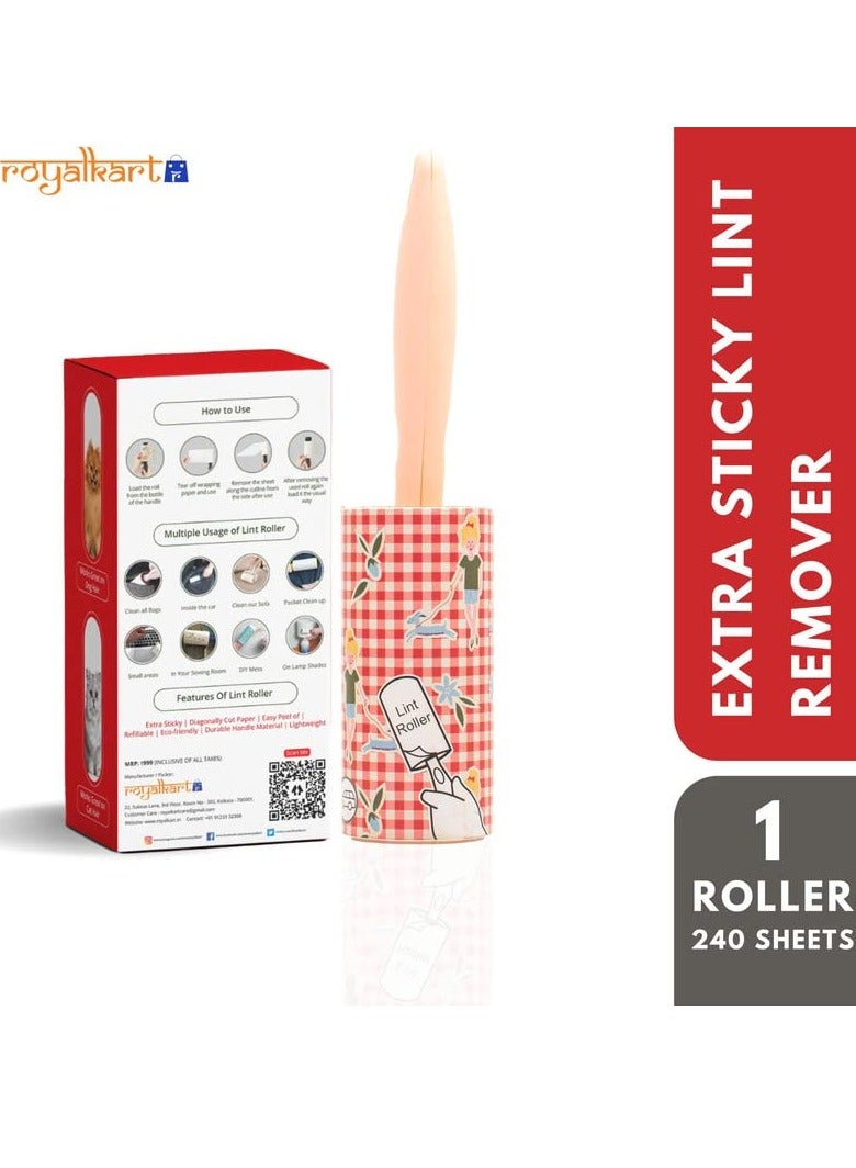 Royalkart Royalkart  Lint Remover  Lint roller Sticky Picker Cleaner  Lint Remover Clothes   Carpet  Dog Fur   Sweater  Dust and  Dirt  Pet Hair  4 Refills (240 Sheets)   1 Handle   Protective Cover  - Image 4