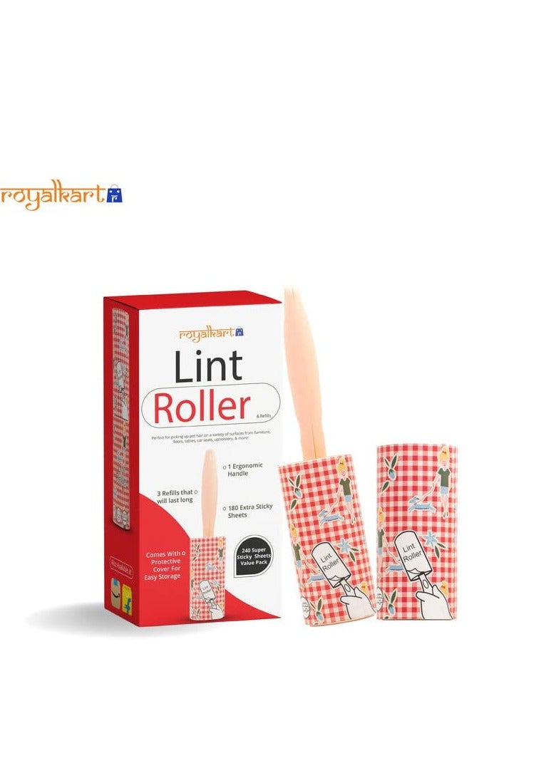 Royalkart Royalkart  Lint Remover  Lint roller Sticky Picker Cleaner  Lint Remover Clothes   Carpet  Dog Fur   Sweater  Dust and  Dirt  Pet Hair  4 Refills (240 Sheets)   1 Handle   Protective Cover  - Image 3