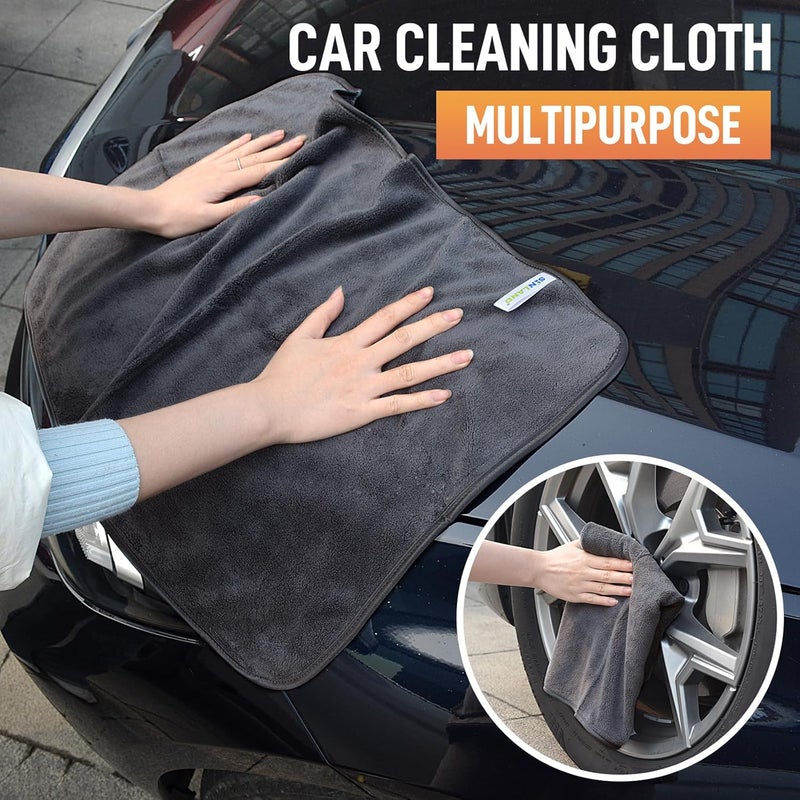 SINLAND Microfiber Car Drying Towels Ultra Absorbent Car wash Cleaning Auto Detailing Towels 380gsm 16inch x 24inch 6Pack Grey Long use oriented quality - Image 4