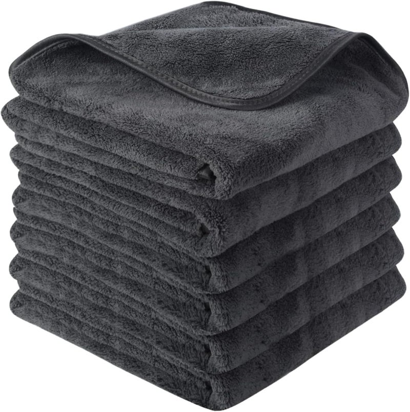 SINLAND Microfiber Car Drying Towels Ultra Absorbent Car wash Cleaning Auto Detailing Towels 380gsm 16inch x 24inch 6Pack Grey Long use oriented quality - Image 1