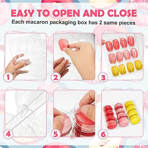 Sherr 24 Pcs Macaron Boxes Clear Plastic Macaron Storage Containers Macaroon Packaging Display Trays for Cookie, Wedding, Party Gifts - Image 3
