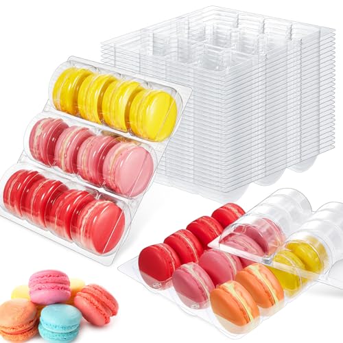 Sherr 24 Pcs Macaron Boxes Clear Plastic Macaron Storage Containers Macaroon Packaging Display Trays for Cookie, Wedding, Party Gifts - Image 1