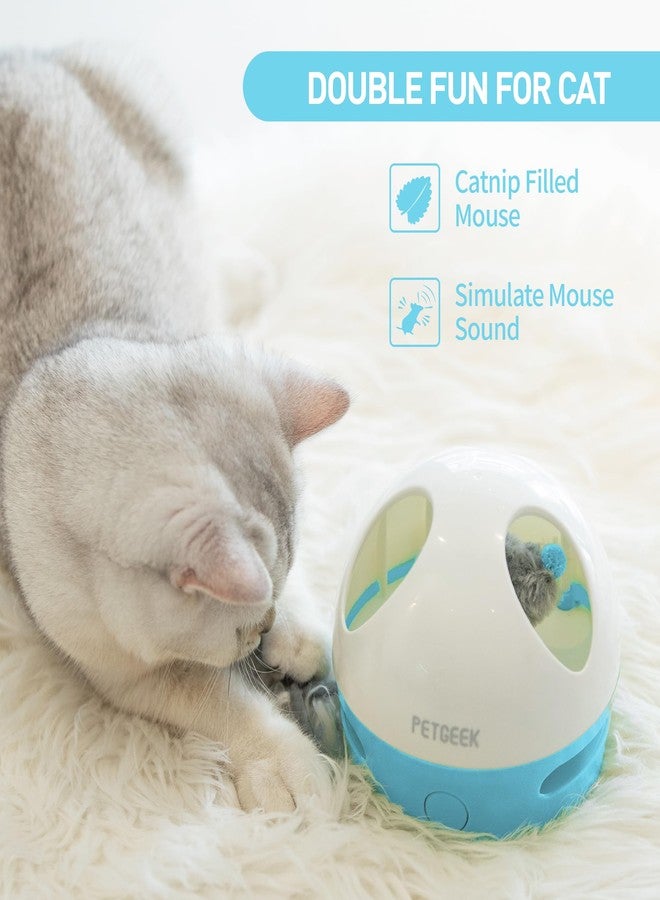 PETGEEK Hidey Mouse Electronic Interactive Cat Toy, Hide Mouse Cat Toy with Squeaky Mouse, Automatic Cat Toys with Catnip Filled Hidey Mouse, Cat Toys Interactive for Indoor Cats Play (Blue) - Image 2