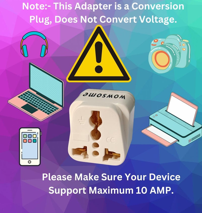 WOWSOME Wowsome India to UK and India to USA Converter Plug Adapter 1 Type G for UK UAE Singapore and 1 Type A Plug for US Canada Japan Set of 2 White - Image 5