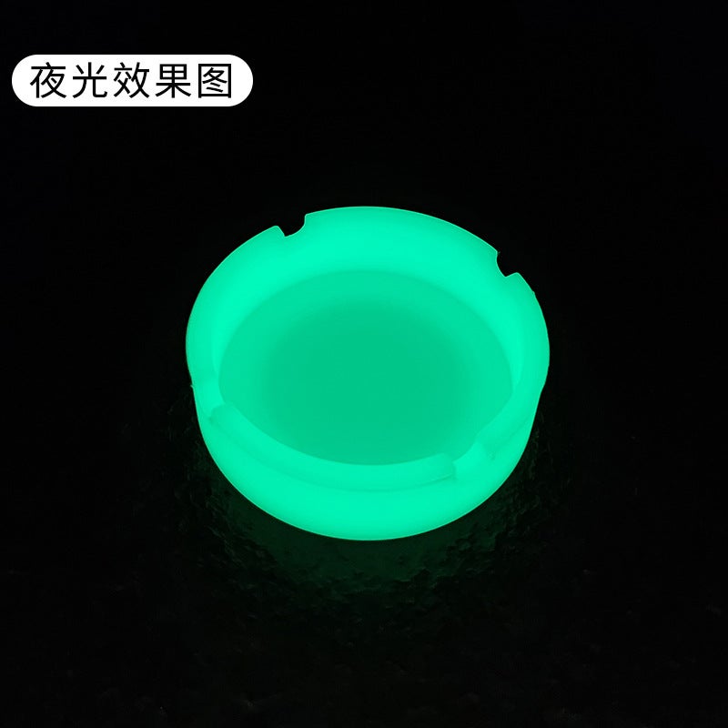 Creative Round Household Portable Ashtray Marble Stripe Camouflage Luminous Fluorescent White Cigarette Silicone Ashtray - Image 3