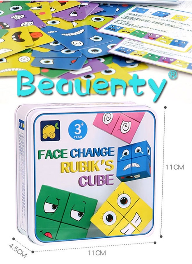 Wooden Face-Changing Cube Matching Block Game