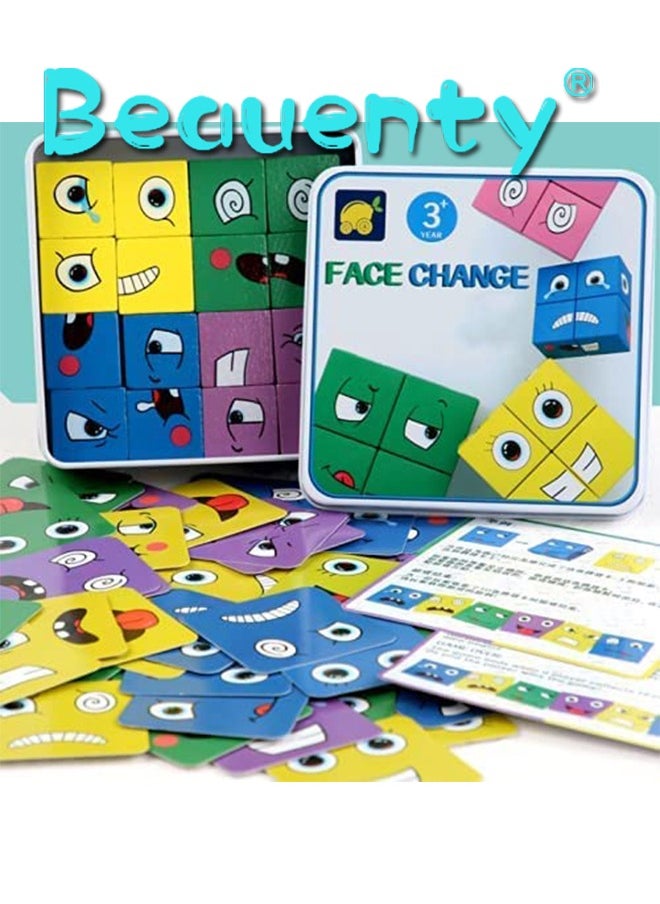 Wooden Face-Changing Cube Matching Block Game