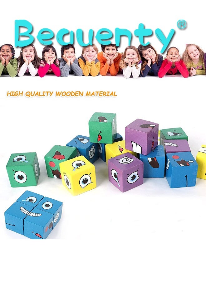 Wooden Face-Changing Cube Matching Block Game