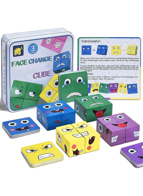 Wooden Face-Changing Cube Matching Block Game