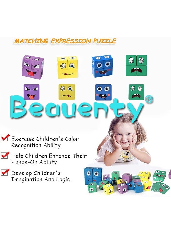 Wooden Face-Changing Cube Matching Block Game
