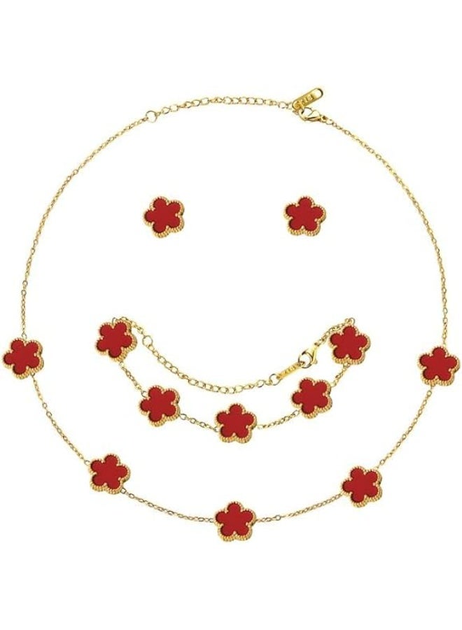 Fayrouz Jewellery Women's and girls' jewelry set, stainless steel, necklace, earrings, and adjustable bracelet, 3 pieces, from Fairuz Jewelry - Image 1