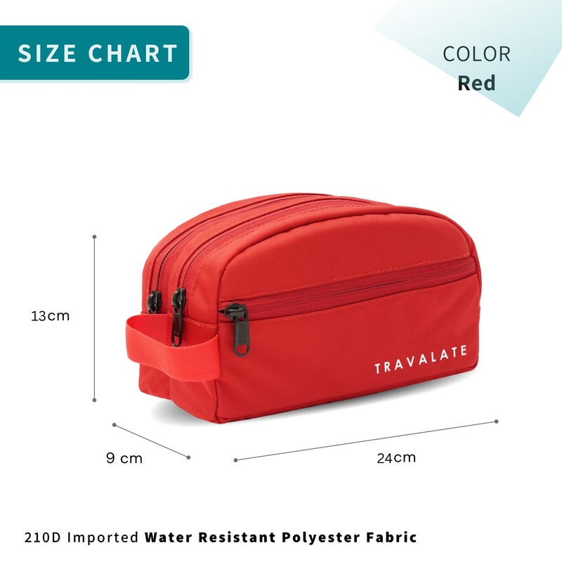 TRAVALATE Polyester Travel Solid 9 Cms Cosmetic Pouch (Two Compartment_TR1371_Red) - Image 2