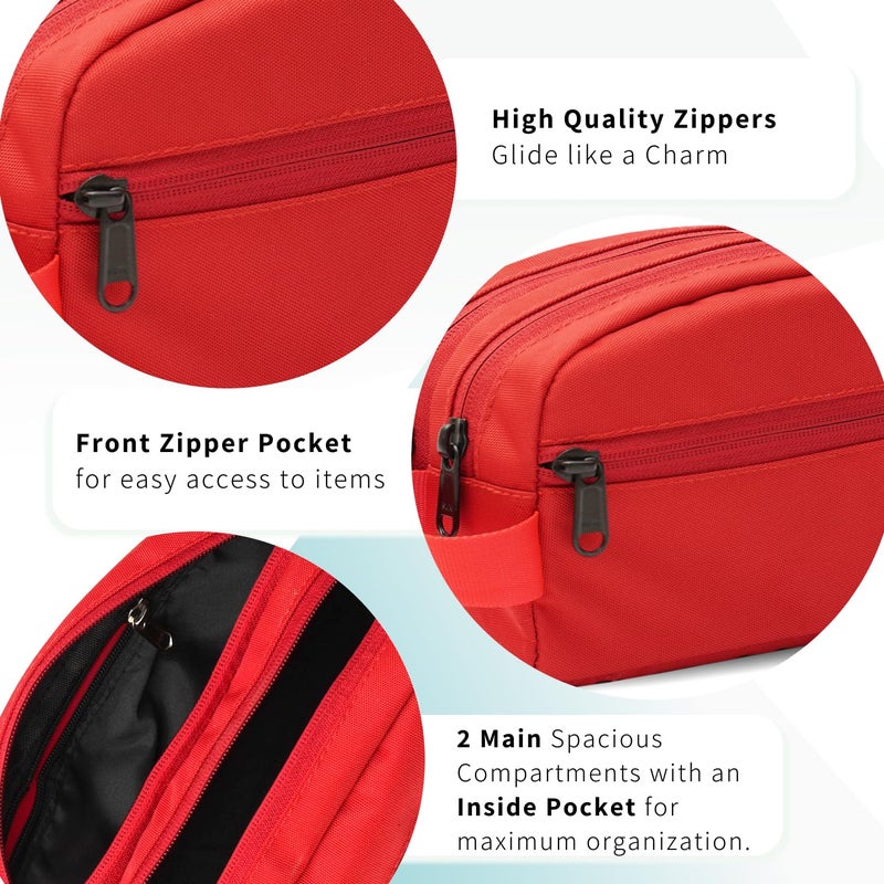 TRAVALATE Polyester Travel Solid 9 Cms Cosmetic Pouch (Two Compartment_TR1371_Red) - Image 4