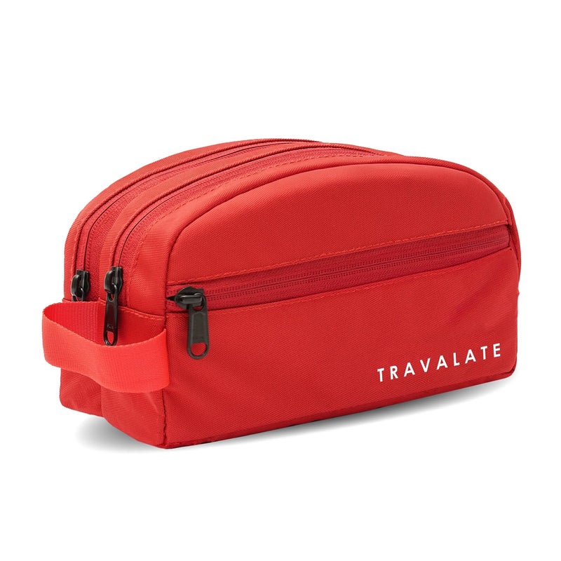 TRAVALATE Polyester Travel Solid 9 Cms Cosmetic Pouch (Two Compartment_TR1371_Red) - Image 1