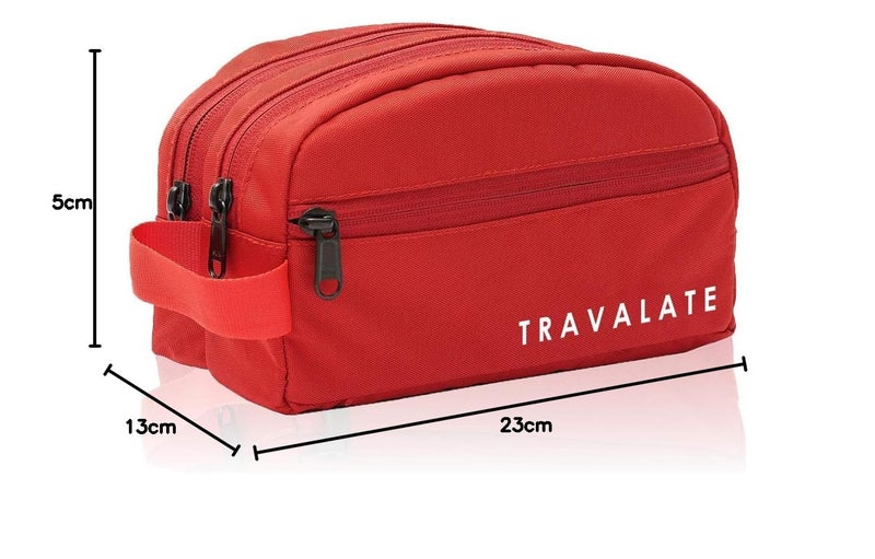 TRAVALATE Polyester Travel Solid 9 Cms Cosmetic Pouch (Two Compartment_TR1371_Red) - Image 5