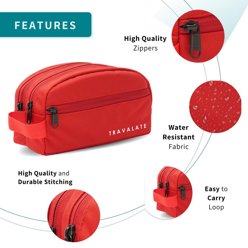 TRAVALATE Polyester Travel Solid 9 Cms Cosmetic Pouch (Two Compartment_TR1371_Red) - Image 3