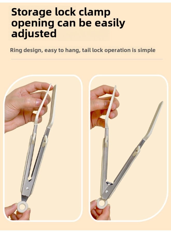 Clip Kitchen Anti-scalding Clip Barbecue Food Clip Food Clip Fried Steak Special Clip Food Clip Stainless Steel-Color:9inch Red (with Stand) - Image 5