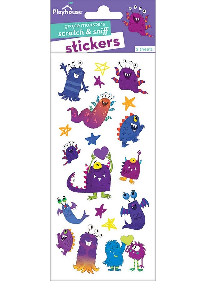 Playhouse Grape Scented Scratch & Sniff Sticker Sheets for Crafts, Trading & Collecting - Silly Monsters - Image 2