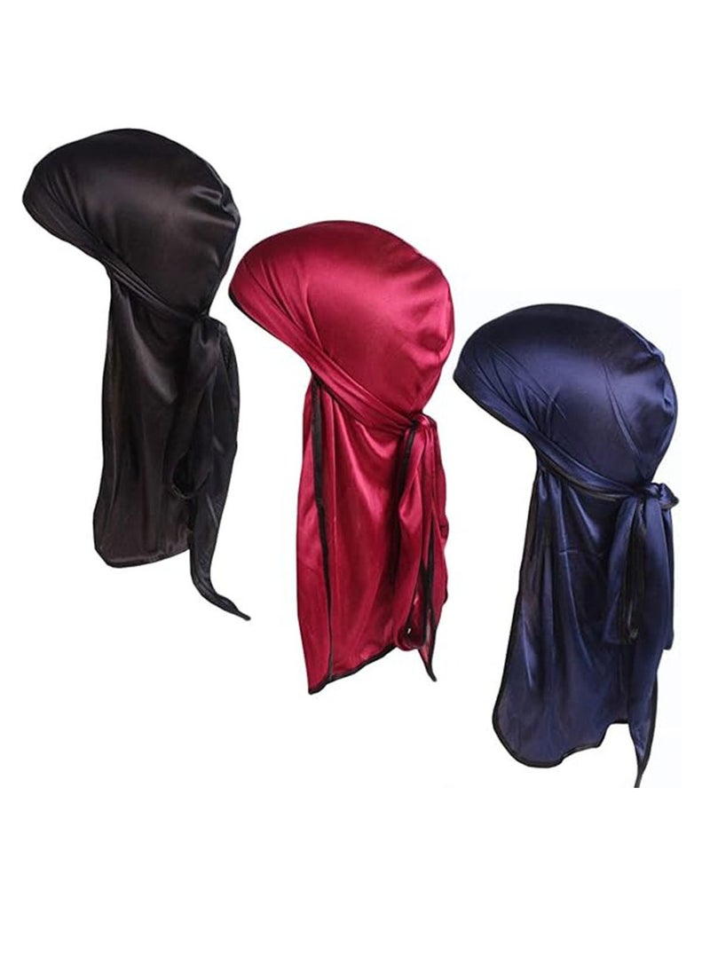 RATSAW 3 Pack Long Tail Head Wrap Waves Silky Pirate Caps - Image 1