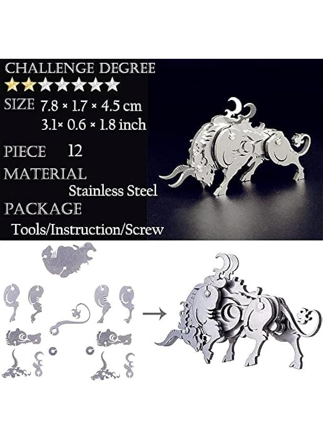 3D Metal Puzzle Cow Model Kit, Mechanical Metal Model Kits, 3D Puzzles to Build for Adults Brain Teaser Puzzles Toys, DIY Animal Art Craft Decoration - Image 3