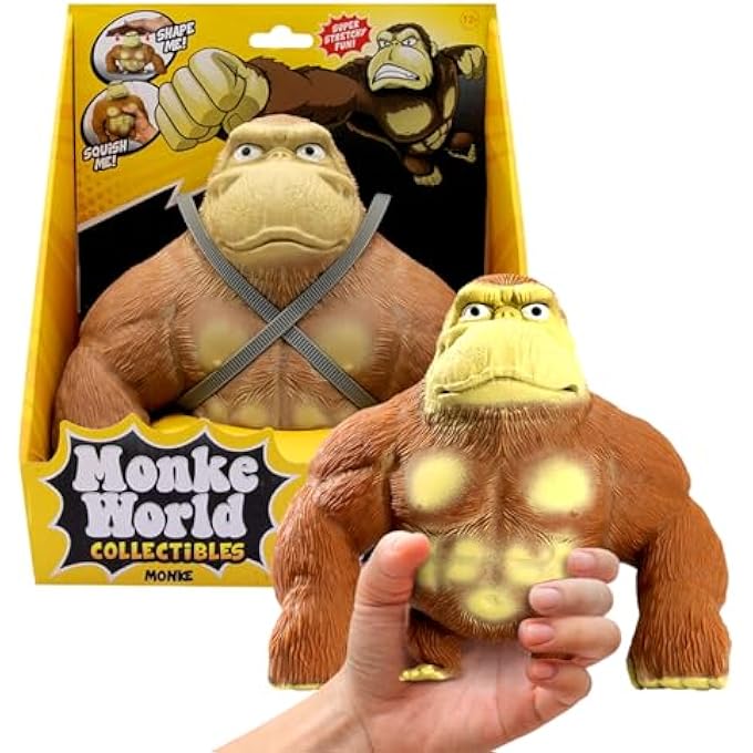 MonkeWorld لعبة قرد مرنة 2022 الأصلية الرائجة على تيك توك، قابلة للضغط، ألعاب تخفيف التوتر للأطفال والبالغين، القلق، إنستغرام، غوريلا ناعمة، بني، (CL22427) - Image 1