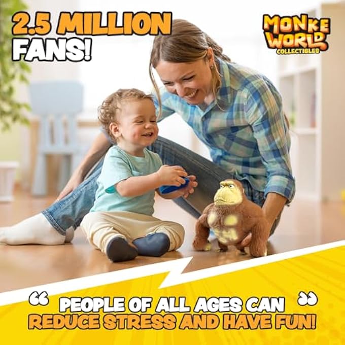 MonkeWorld لعبة قرد مرنة 2022 الأصلية الرائجة على تيك توك، قابلة للضغط، ألعاب تخفيف التوتر للأطفال والبالغين، القلق، إنستغرام، غوريلا ناعمة، بني، (CL22427) - Image 5
