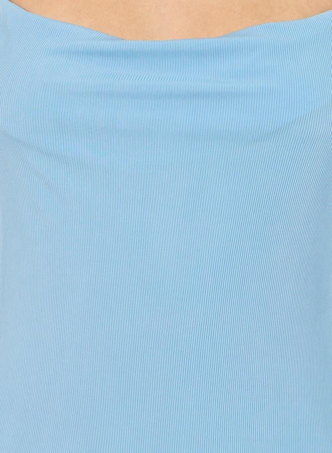 Styli Eyelash Lace Detail Side Split Slip Dress  - Image 3