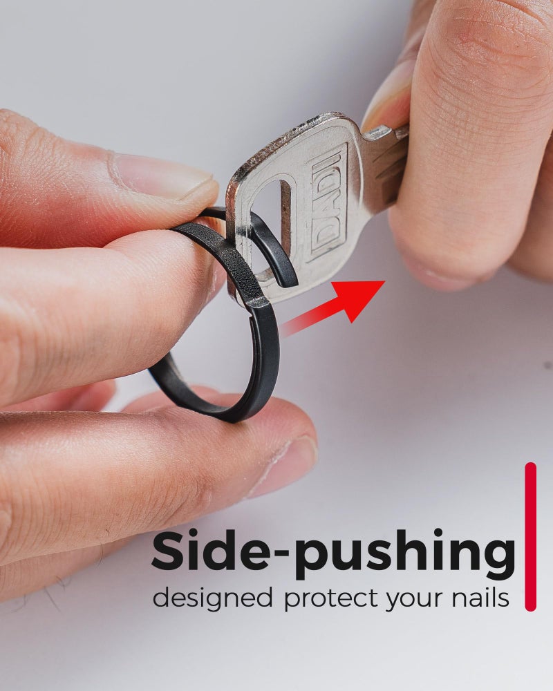 FEGVE Titanium Key Chain Clip with Side-Pushing Key Ring & 2/3inch D Ring for Car Fob Keys - Black - Image 3