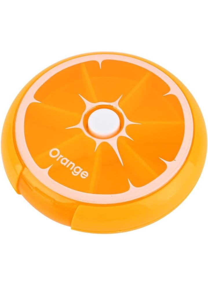 YOSOO - Yosoo Portable Rotating Pill Box 7 Day Medicine Vitamins Container Storage Dispenser, Cute Fruit Style (Orange) - Image 1