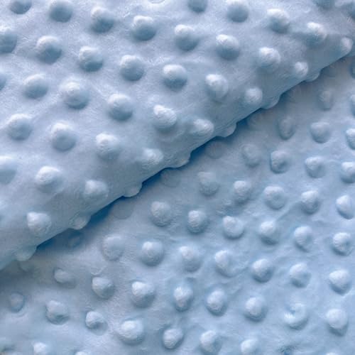 Antetek 2Yard x 62Inch Minky Dot Fabric by The Yard DIY Making Supplies Quilting Patchwork Cushions Plush Fleece Fabric Minky Fabric for Blanket, Pillow Covers, Clothing Making, Scarf,Sewing(Blue, 2 Yard) - Image 1