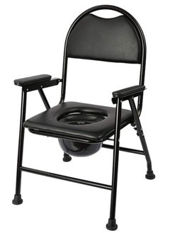 A bathroom chair for people with special needs and the elderly, with a foldable safety frame and cover