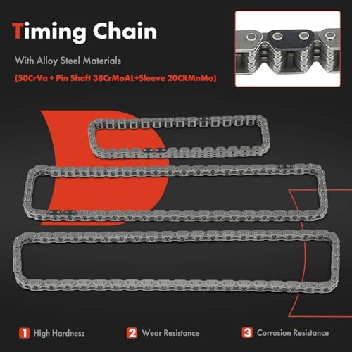 A-Premium طقم سلسلة توقيت المحرك A-Premium [يتناسب مع SOHC، 6 أسطوانات 3.7L] متوافق مع دودج داكوتا، دورانجو، نيترو، رام 1500 وجيب كوماندر، جراند شيروكي 5-10 وليبرتي وميتسوبيشي رايدر ورام 1500، داكوتا - Image 4