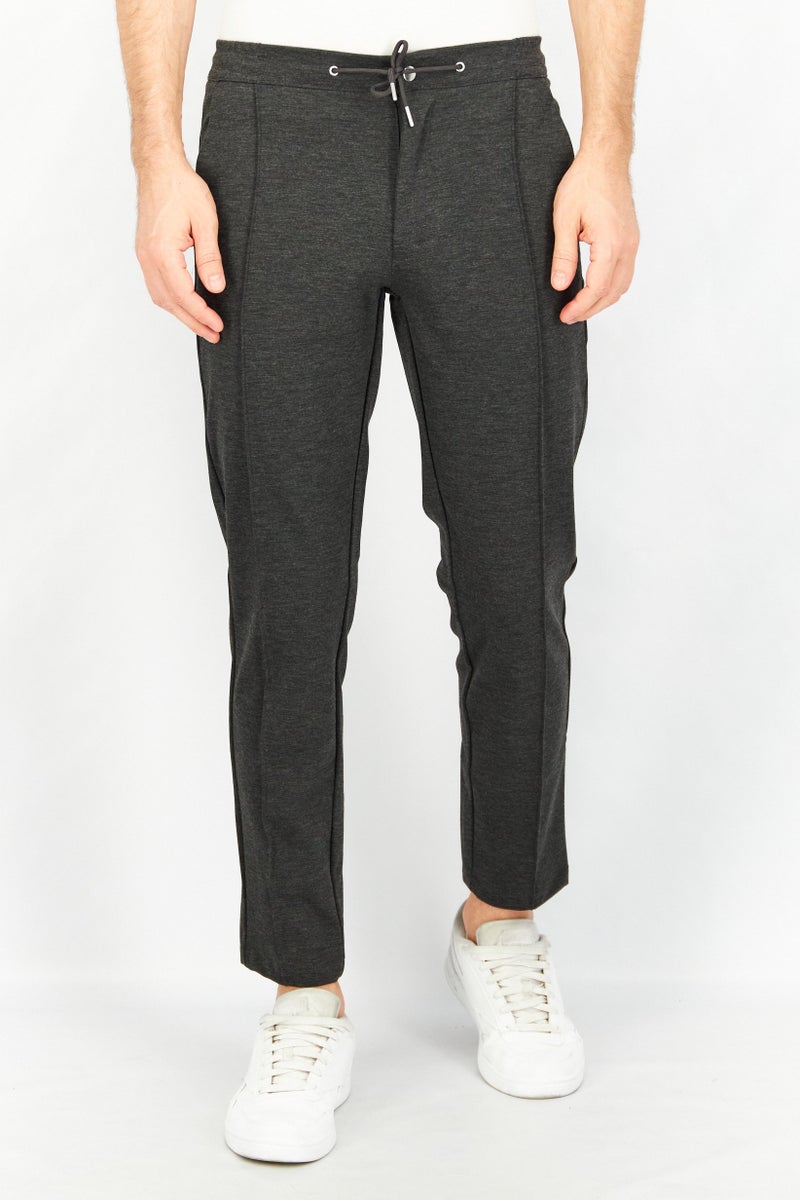Celio Men regular Fit Drawstring Pull-On Heather Pants, Black - Image 1