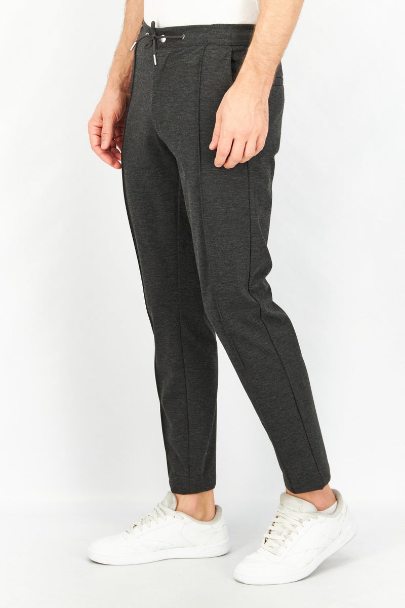 Celio Men regular Fit Drawstring Pull-On Heather Pants, Black - Image 3