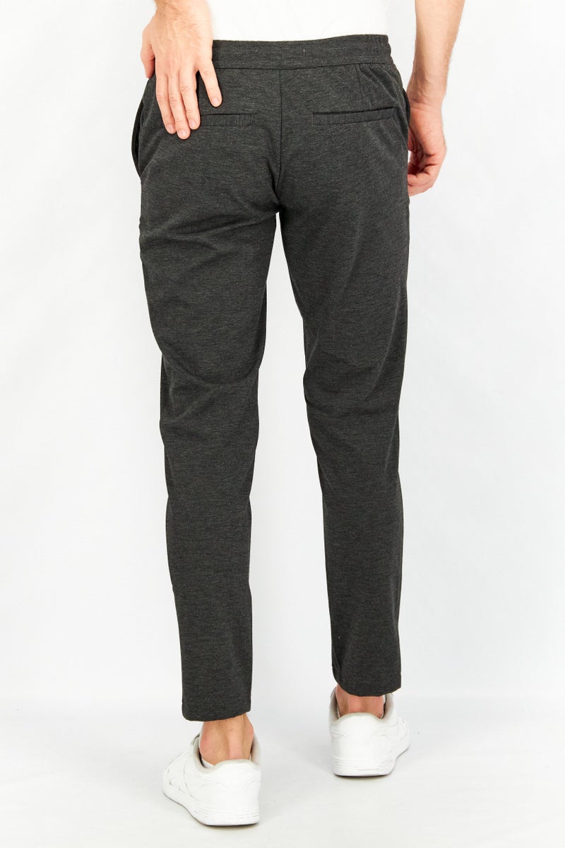 Celio Men regular Fit Drawstring Pull-On Heather Pants, Black - Image 4