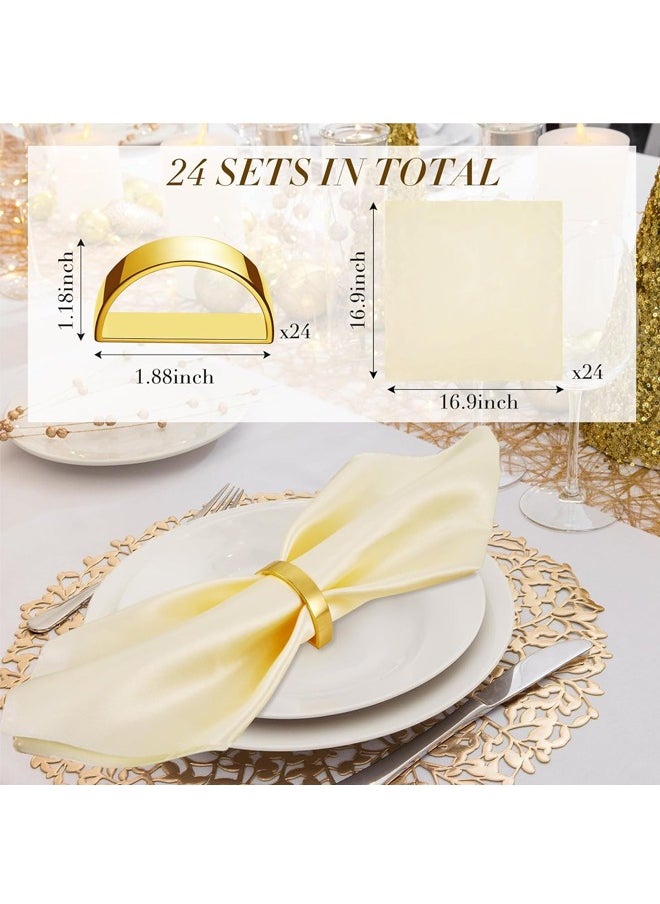 Napkin Rings, 10Pcs Gold Stainless Steel Napkin Ring Holders, Modern Design Ring Holder Metal Semicircle Serviette Buckles Metallic Adornment, for Table Settings Kitchen Dinner Party Wedding