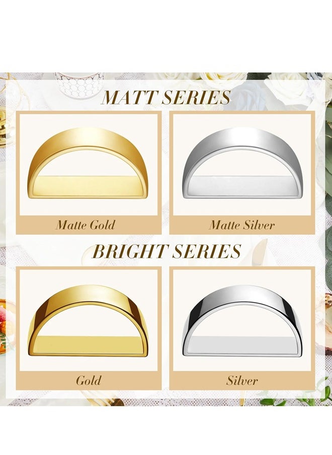Napkin Rings, 10Pcs Gold Stainless Steel Napkin Ring Holders, Modern Design Ring Holder Metal Semicircle Serviette Buckles Metallic Adornment, for Table Settings Kitchen Dinner Party Wedding
