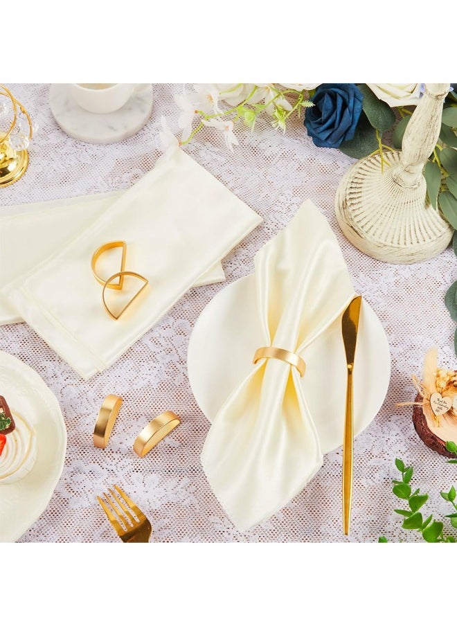Napkin Rings, 10Pcs Gold Stainless Steel Napkin Ring Holders, Modern Design Ring Holder Metal Semicircle Serviette Buckles Metallic Adornment, for Table Settings Kitchen Dinner Party Wedding