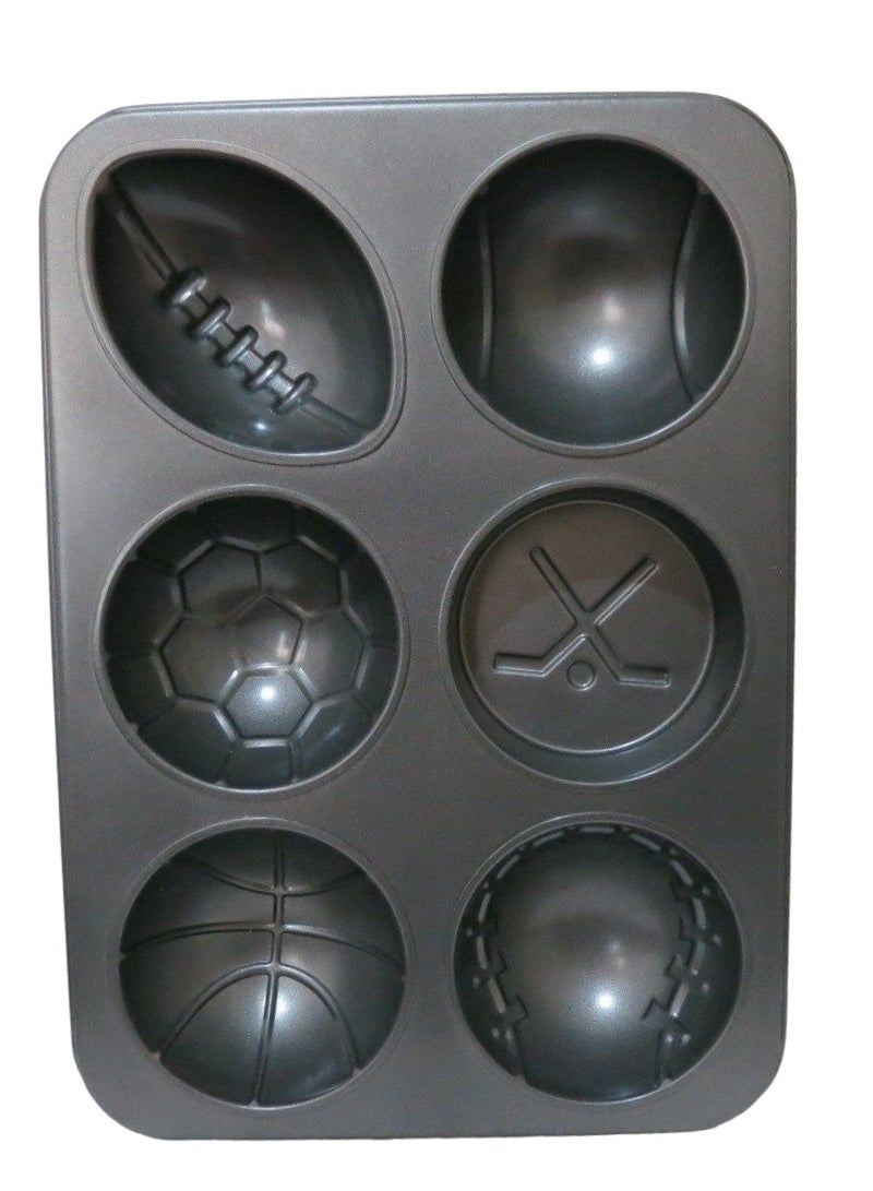 Candy Star Jumbo Sporting Bake Pan Muffin pan 6 Cup Large Cup Cake pan Black Carbon Steel Muffin Tin 4 Inch Wide Cup - Image 1