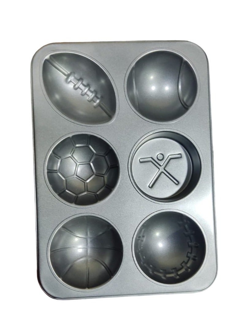 Candy Star Jumbo Sporting Bake Pan Muffin pan 6 Cup Large Cup Cake pan Black Carbon Steel Muffin Tin 4 Inch Wide Cup - Image 2