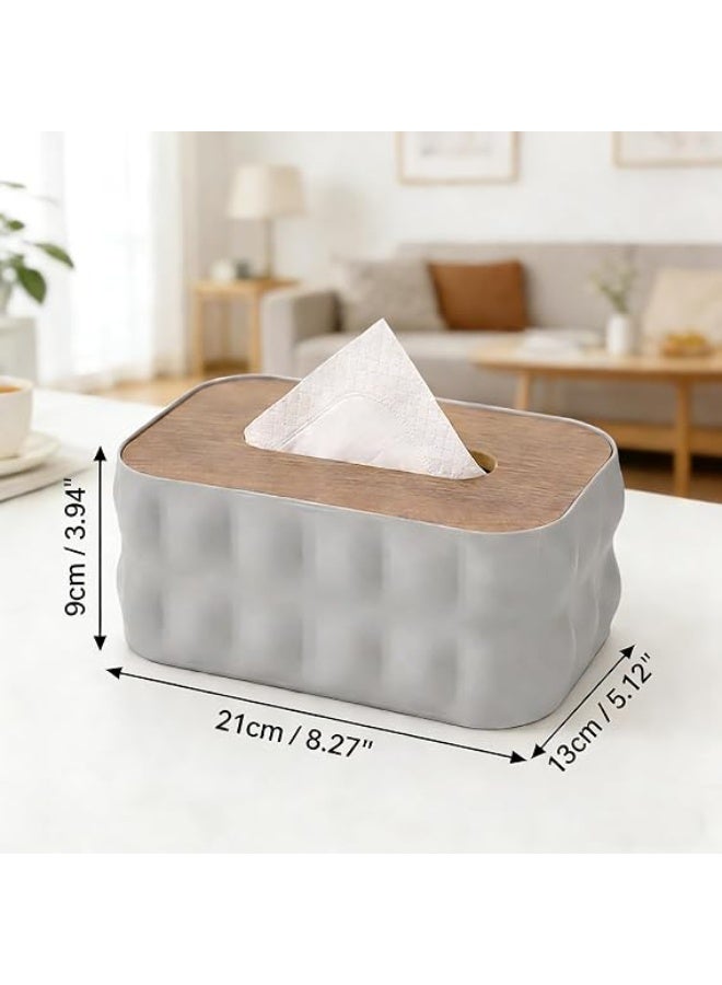 Clear Acrylic Tissue Box Holder with Wooden Lid – Modern Tissue Organizer for Home & Office Decor Ne - Image 3